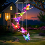 Winzwon Solar Wind Chimes, Christmas Gardening Butterfly Gifts For Women | White Elephant Birthday Gifts For Grandma Nana Wife Sister, Solar Lights Outdoor For Outside Garden Yard Patio Porch Decor