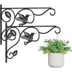 2 Pack Heavy Duty Plant Hooks For Hanging - 12 Inch Metal Wall Hangers Indoor/Outdoor, Sturdy Plant Bracket For Bird Feeders, Planters, Lanterns, Wind Chimes - Patio, Garden, Home Decor (Black)