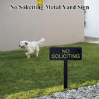 No Soliciting Metal Yard Sign For House, Modern Steel No Soliciting Sign, Outdoor No Soliciting Yard Sign For Front Yard Or Planter, 4.1” X 10.6” With 10.2” Stake, Black