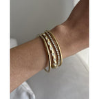 PAVOI 14K Gold Plated Tennis Bracelets for Women - Bezel Set Cubic Zirconia Bracelet - Simulated Diamonds Round, Trillion, Trinity, Radiant, Pear, Valentines Day Heart Cut Stones Wedding Jewelry Gifts for Brides