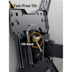 Perlegear Full Motion TV Mount for Most 26–65 inch Flat or Curved TVs up to 82 lbs, Wall Mount TV Bracket with Articulating Arms, Tool-Free Tilt, Swivel, Extension, Max VESA 400x400mm, PGMF3