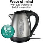 Hamilton Beach Electric Tea Kettle, Water Boiler & Heater, 1.7 Liter, Cordless Serving, 1500 Watts for Fast Boiling, Auto-Shutoff and Boil-Dry Protection, Stainless Steel (40880)