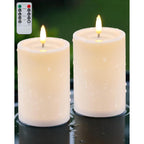 3"X4" Outdoor Waterproof Flameless Candles With Remote Timers Plastic | 2 Pack White Battery Operated Candles, Led Candles, Electric, Fake, Pillar Candles For Patio, Porch, And Lanterns Decor