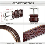 Eohak Women's Leather Belts Hollow-Out Belts Adjustable City Waist-Belt with Pin Buckle for Jeans Dresses