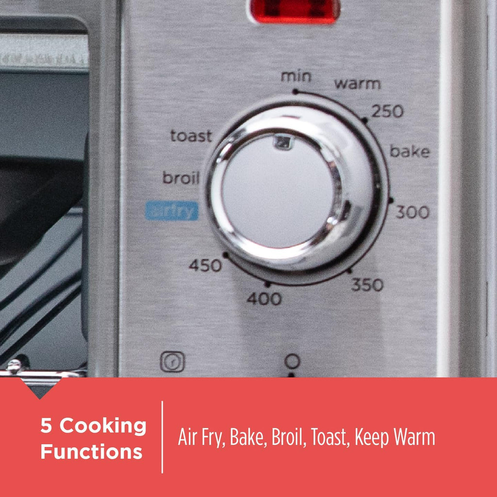 BLACK+DECKER Crisp 'N Bake Air Fryer Countertop Convection Toaster Oven, Large Capacity, 6-Slice, 5-in-1, Fits 12” Pizza, 60-Min Timer, Bake, Broil, Air Fry, Toast, Keep Warm, Stainless Steel