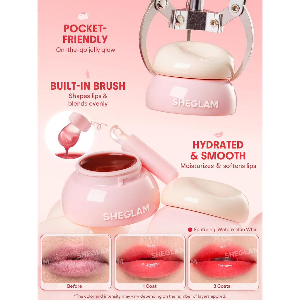Sheglam Hydra Jelly Pocket Lip Jam Hydrating Nourishing Lip Gloss Moisturizing Lip Makeup-Guava Glow