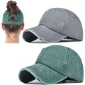 2 Packs Distressed Ponytail Hat For Women Criss Cross Hat Baseball Cap Pony Tail Caps High Bun
