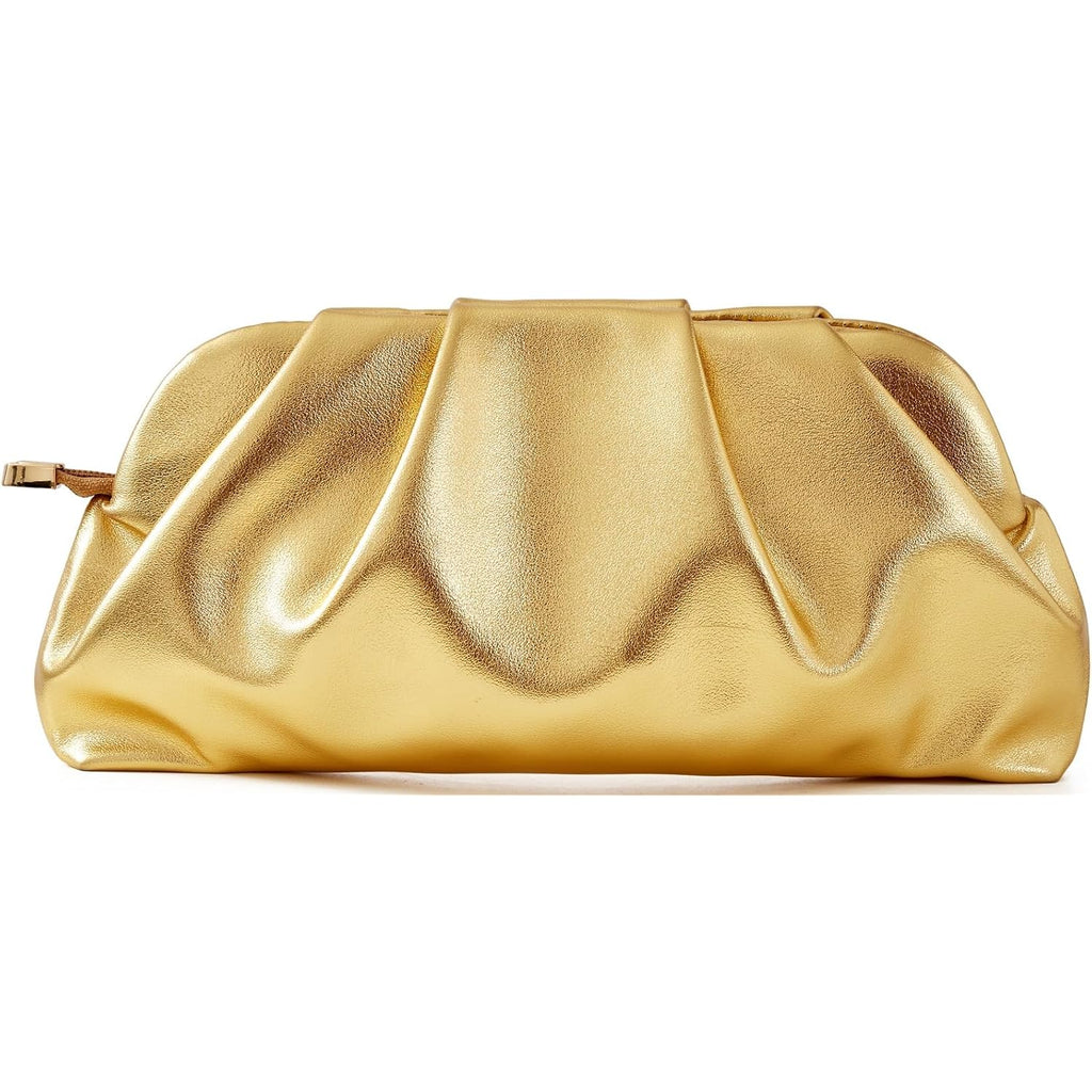 Women'S Clutch Purse,Evening Bag For Women Ruched Clutch Purse Detachable Metal Chain Crossbody Bag