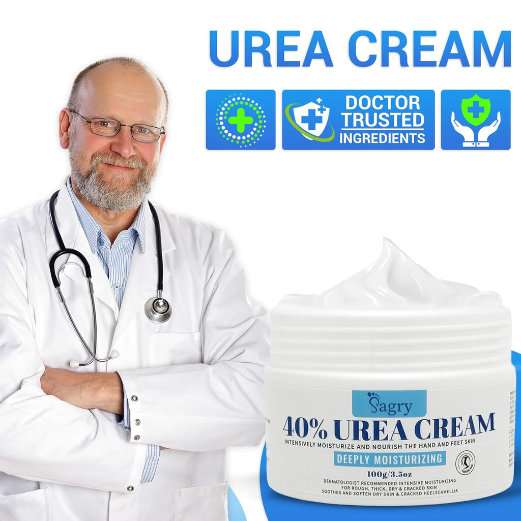 Sagry Urea Cream 40 Percent for Feet Maximum Strength, Foot Cream for Dry Cracked Heels Feet Knees Elbows Hands, Urea 40% Cream for Deep Moisturizes, Callus Remover, Heel Crack Repair