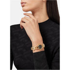 Versace Stud Icon Women'S Watch, 26Mm Ip Yellow Gold Case, Black Sunray Dial, Gold Tone Bracelet, Swiss Quartz Movement, Jewelry Clasp, 3 Atm Water Resistant