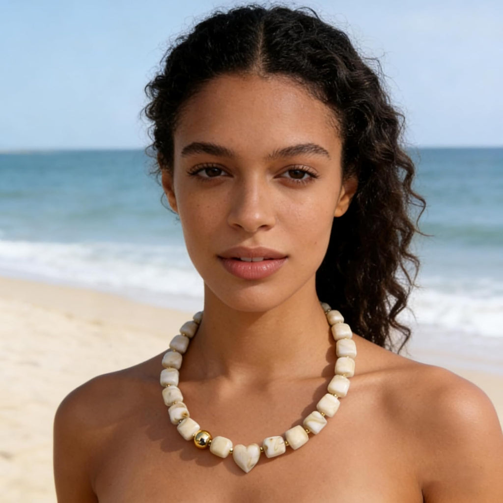 Colorful Resin Chunky Beaded Choker Necklace for Women, Summer Beach Jewelry