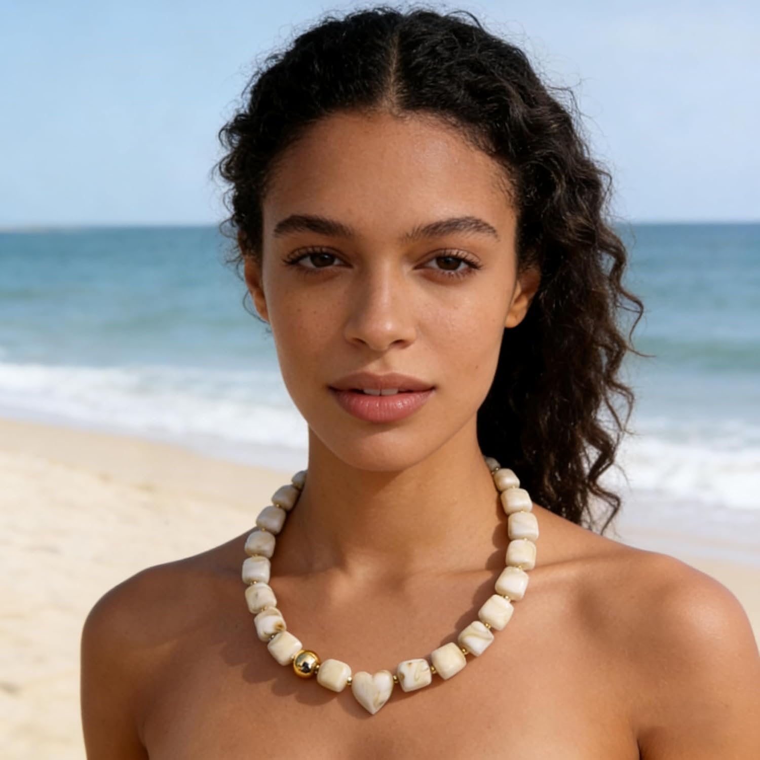 Colorful Resin Chunky Beaded Choker Necklace for Women, Summer Beach Jewelry