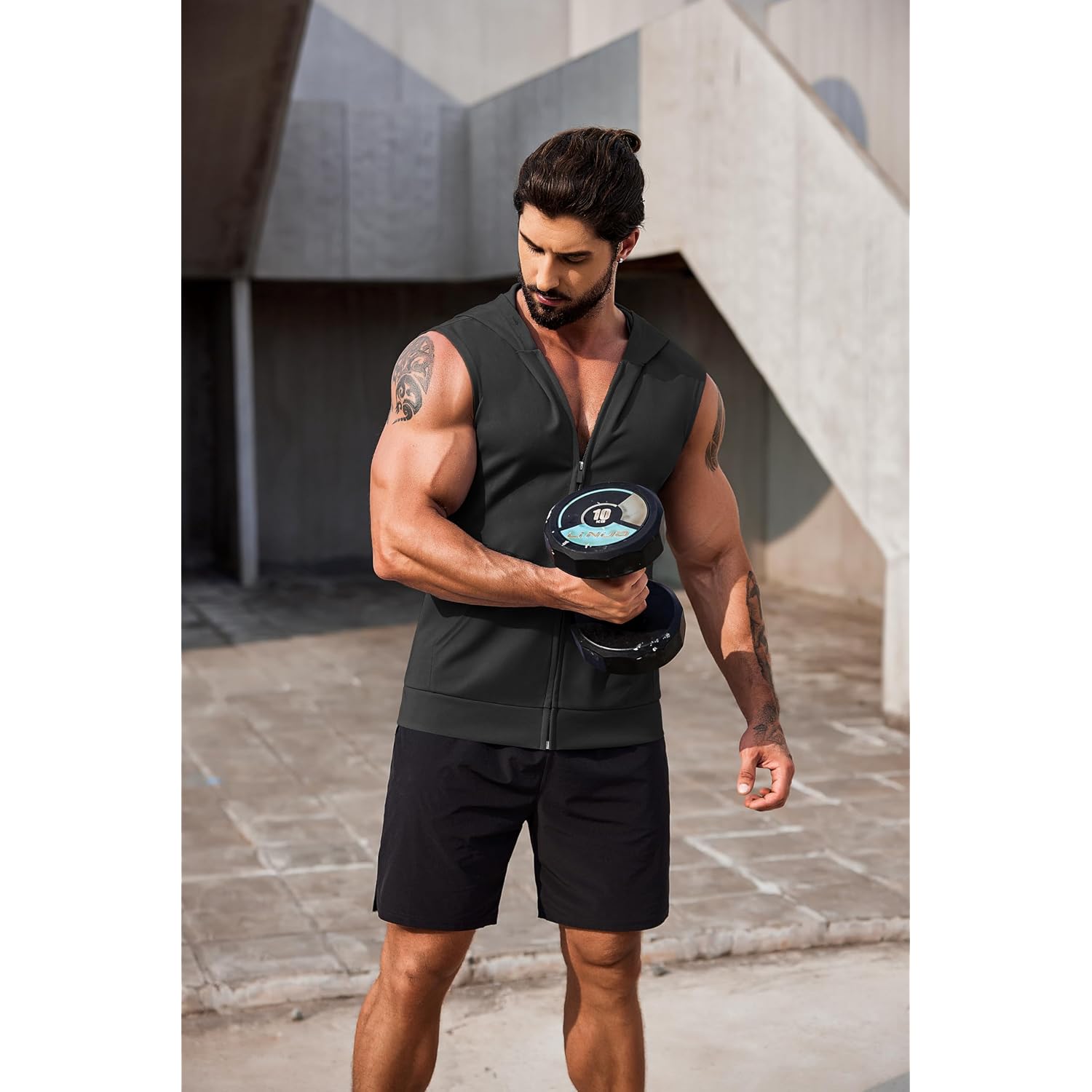 Coofandy Men'S Workout Hooded Tank Tops 2 Pack Zip Up Sleeveless Gym Shirts Muscle Cut Off T Shirt Bodybuilding Hoodies