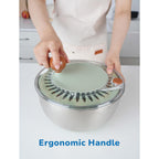 Stainless Steel Salad Spinner, Lettuce Spinner With Drain, Non-Slip Base, Stop Button, Vegetable Dryer, Bpa Free, 5.3 Qt