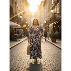 Yajedo Womens Casual Summer Maxi Dress Plus Size Sexy Wrap V Neck 3/4 Sleeve Sundress With Pockets