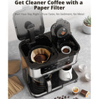 Airmsen 12-Cup Programmable Dual Coffee Maker – Single Serve Machine For K-Cup Pods & Ground, 1000W Fast Brew, Delay Start, 2H Keep Warm, Touchscreen, 60Oz Tank, Glass Carafe – Home & Office