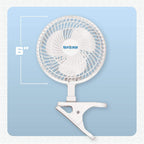 Hurricane Classic Clip Fan With Tilt, 2 Speeds, White, 6In | Portable Mini Desk Table Fan For Home, Office Or Travel
