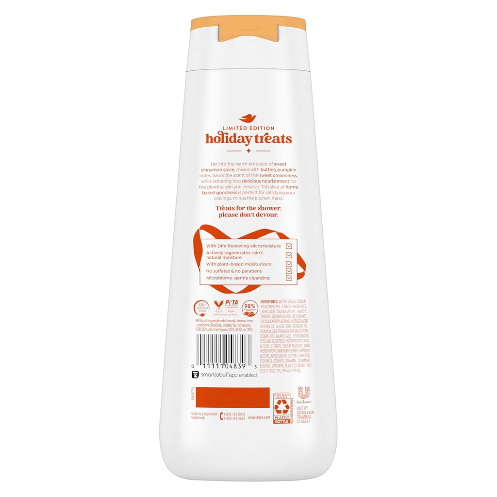 Dove Limited Edition Holiday Treats Body Wash Cinnamon Pumpkin Pie For Deep Nourishment 20 Oz