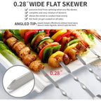 Skewers - 17" Kabob Skewers For Grilling, Metal Sticks For Kabobs Stainless Steel Flat Long Shish Kebab Reusable Grill Bbq Barbecue Sticks For Meat Chicken Vegetable, 12 Pack Bonus 14 Inch