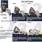 Oyster Knife Shucker Set Oyster Shucking Knife and Gloves Cut Resistant Level 5 Protection Seafood Opener Kit Tools Gift(2knifes+2Glove+1Cloth)