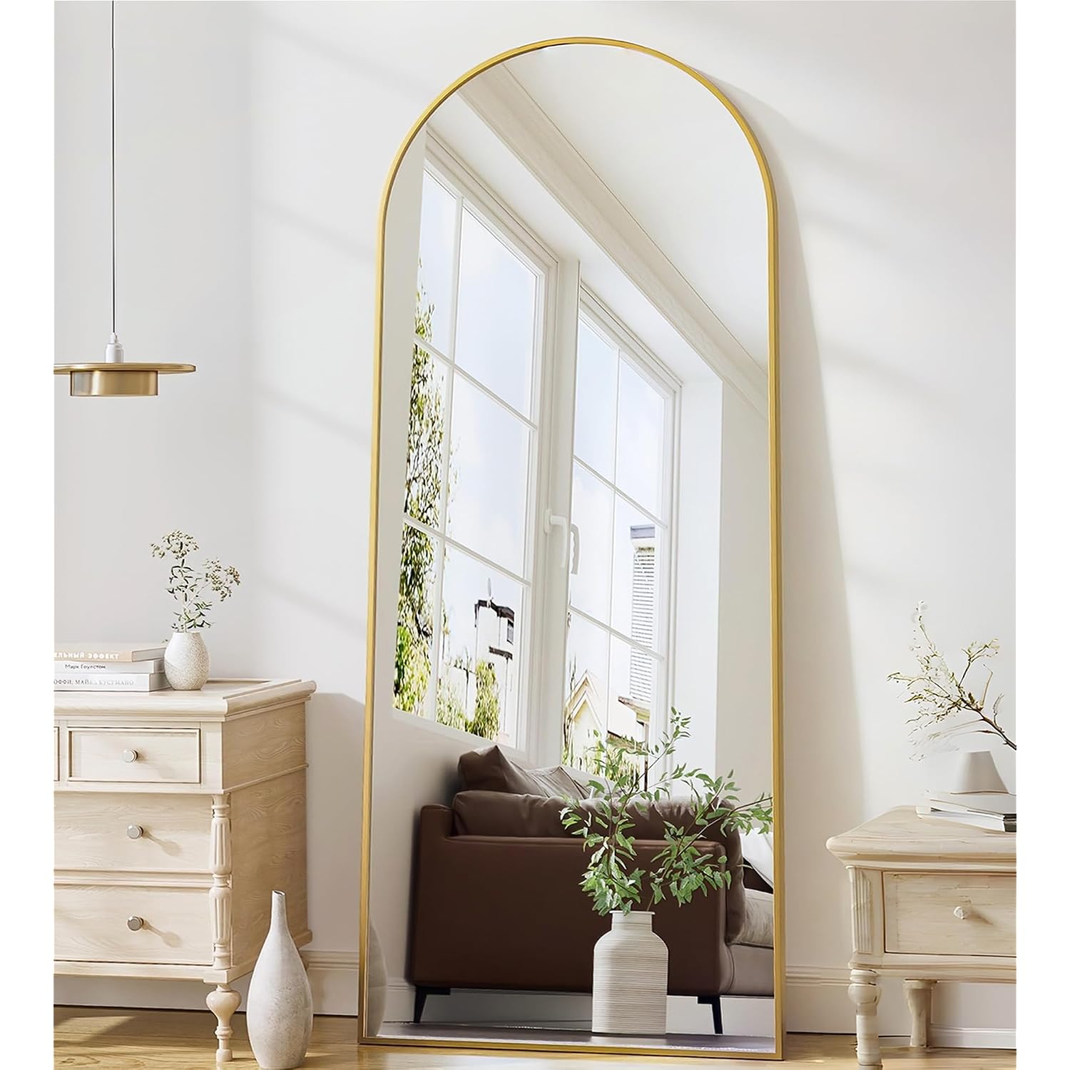 Mirror Full Length, 71"X26" Arched Full Length Mirror, Arch Mirror With Stand, Large Standing Mirrors, Oversized Full Body Mirrors With Aluminum Frame For Bedroom, Living Room (Gold)