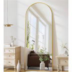 Mirror Full Length, 71"X26" Arched Full Length Mirror, Arch Mirror With Stand, Large Standing Mirrors, Oversized Full Body Mirrors With Aluminum Frame For Bedroom, Living Room (Gold)
