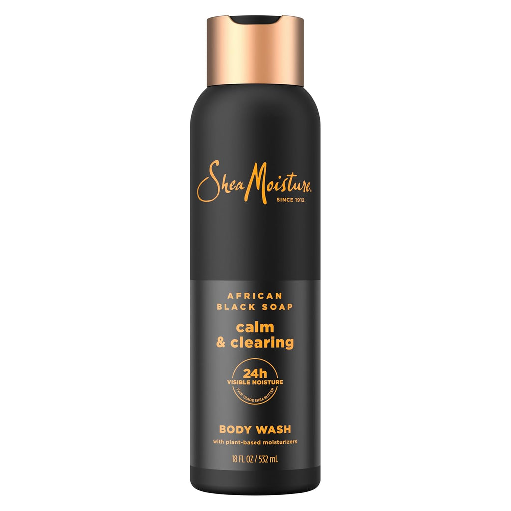 Sheamoisture African Black Soap Body Wash Calm And Clearing Body Wash For 24H Visible Moisture For Healthy, Glowing 18 Oz