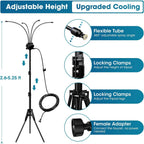 5.3Ft Standing Misters For Outside Patio,Misting Cooling System With 26.5Ft Water Line & 6 Brass Nozzles,Adjustable Height Portable Water Mister For Patio, Bbq, Pool, And Water Activities