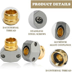 Hourleey Garden Hose Repair Kit, 2 Sets Aluminum Alloy Garden Hose End Mender, Male And Female Water Hose Repair Fittings, Fit 5/8" And 3/4" Connector, With 4 Extra Hose Washers