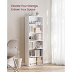 Vasagle Custos Collection - Bookshelf, 6-Tier Bookcase, Book Shelf, Open Storage Shelf, 9.4 X 23.6 X 63.3 Inches, For Living Room, Home Office, Dinning Room, Cloud White Ulbc166T14