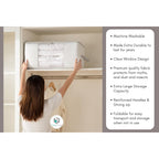 Comforter Storage Bag - Folding Organizer Bag For King/Queen Comforters, Pillows, Blankets, Bedding/Quilt, Blanket, Duvet, Mothproof Space Saver; Large Collapsible Organizers, 24"X14"X11"