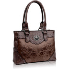 Tote Bag For Women Large Western Purse Ladies Top Handle Shoulder Handbags Vintage Embossed Concho Studs