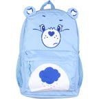 Mad Engine Care Bears Backpack Grumpy Bear Embroidered Face With Rain Cloud Belly Badge And 3D Ears Laptop School Travel Backpack
