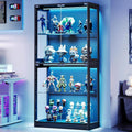 Amerlife 32-Inch Rgb Display Cabinet With Glass Shelves | 70 H X 32 W X 16 D In, 4-Tier Storage, Rgb Led Lights, Press-To-Open Doors, For Collectibles, Black