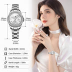 OLEVS Watches Women with Date Silver Stainless Steel Luxury Ladies Watches with Small Writs Diamond Watches for Women Waterproof Elegant Dress Quartz Analog Women's Wrist Watches Reloj de Mujer