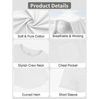 3 Pack Mens Cotton T Shirts Short Sleeve Crewneck Shirts For Men Pocket Tshirts Casual Lightweight Summer Basic Tees