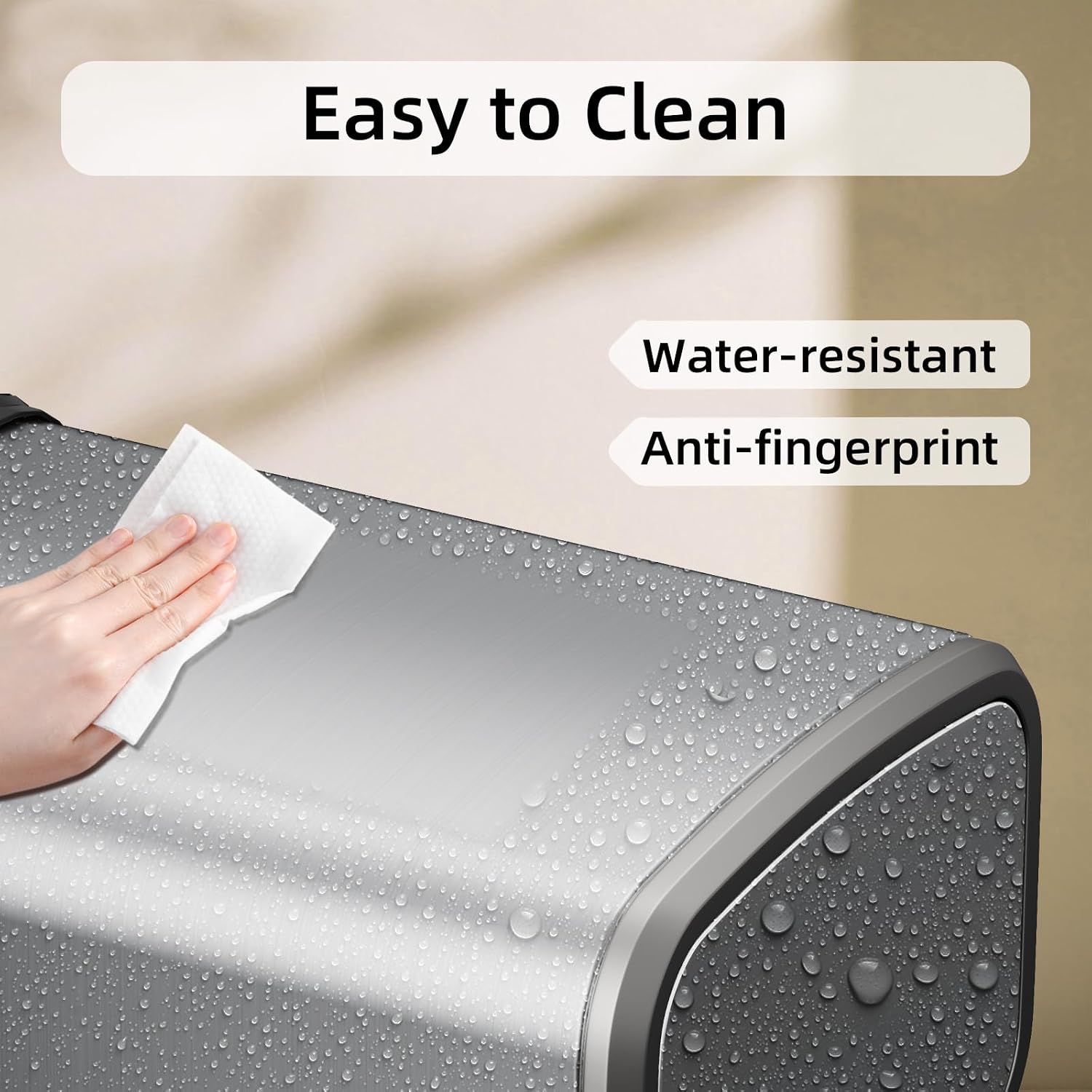 8L/2.1 Gal Small Bathroom Trash Can With Lid, Swing-Top Rectangular Waste Bin, Stainless Steel Garbage Can For Home, Office, Toilet, Bedroom, Living Room (Silver)