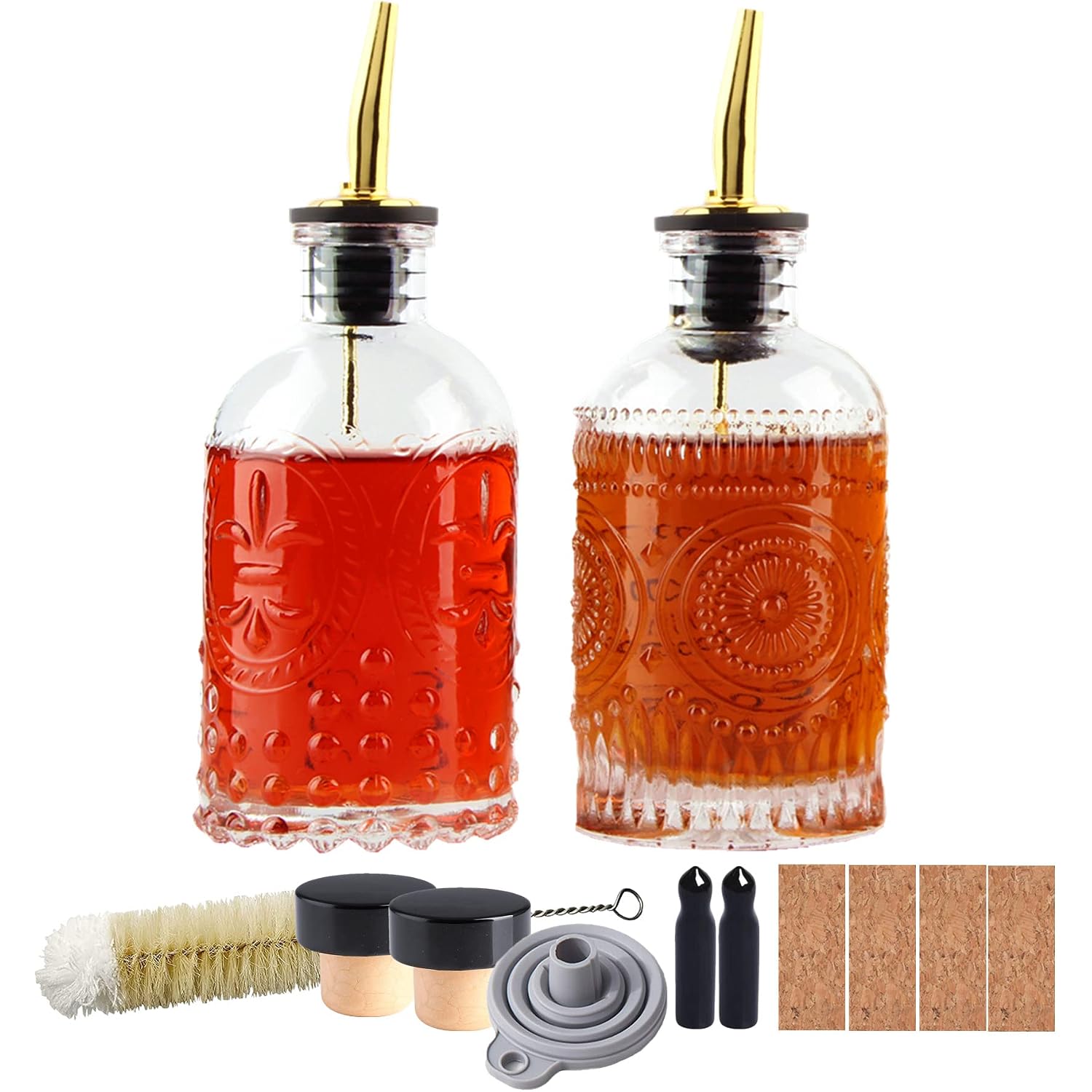 Shining Craft Coffee Syrup Dispenser Bottles Set 2 Pack 7 Oz Simple Small Syrup Bottles Set With Metal Pour Spout Ideal For Coffee Syrups, Condiments, Coffee Bar, Sc056 (2 Pack)