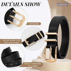 WERFORU 3 PACK Women Belt Women Fashion Leather Belts for Jeans Pants Ladies Belts with Gold Buckle