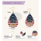 250th Anniversary Dangle Earrings for Women, Patriotic American Flag Teardrop Womens Earrings for 4th of July, Independence Day Party Outfit Jewelry Lightweight Celebration Present