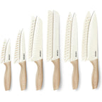 CAROTE 12PCS Knife set with Blade Guards,Granite Nonstick Ceramic Coating,Stainless Steel blade, Anti-Slip Handle, Essential Knives, Rustproof, White