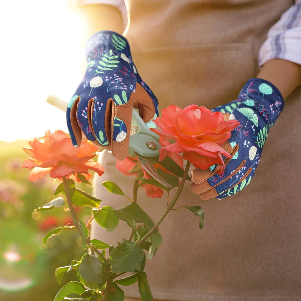 Leather Gardening Gloves For Women - Working Gloves For Weeding, Digging, Planting, Raking And Pruning