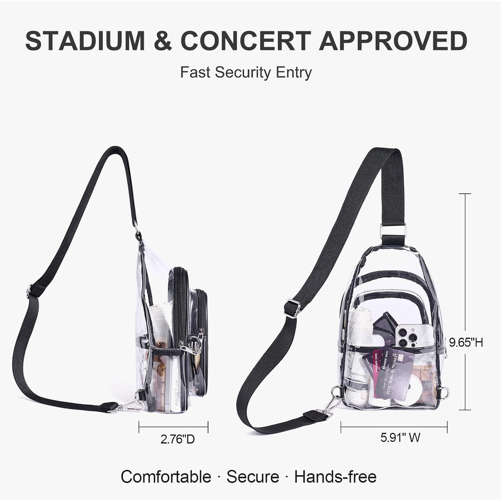Clear Bag For Stadium Events, Stadium & Concert Approved Clear Sling Crossbody Purse For Women & Men