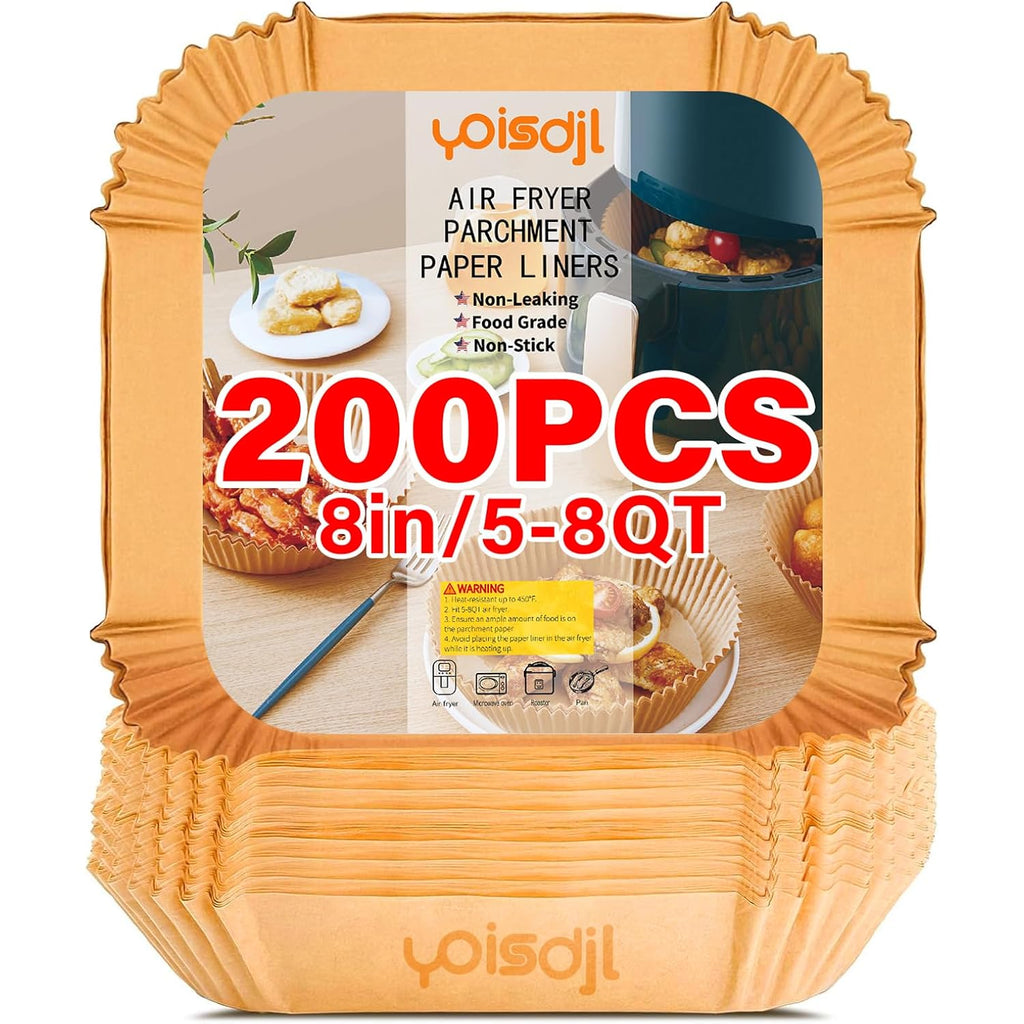 200Pcs Air Fryer Liners Disposable, Air Fryer Liners, 8.7" Square Parchment Disposable Paper Liner For Air Fryer, Parchment Paper, Baking, Roasting And Microwave