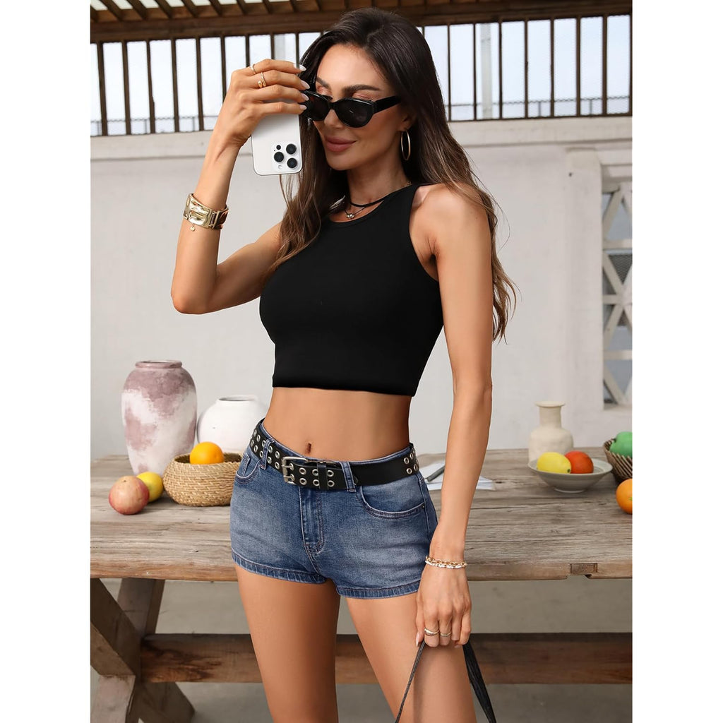 High Stretchy Low Rise Jean Shorts for Women, Y2K Mini Denim Shorts Sexy Summer