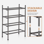 Storage Maniac Expandable Shoe Rack For Closet, 8 Pairs Stackable Small Shoe Rack, Metal Adjustable Shoes Organizer For Entryway, Hallway, Garage, Front Door, Shoes Shelves, Black 2 Tier
