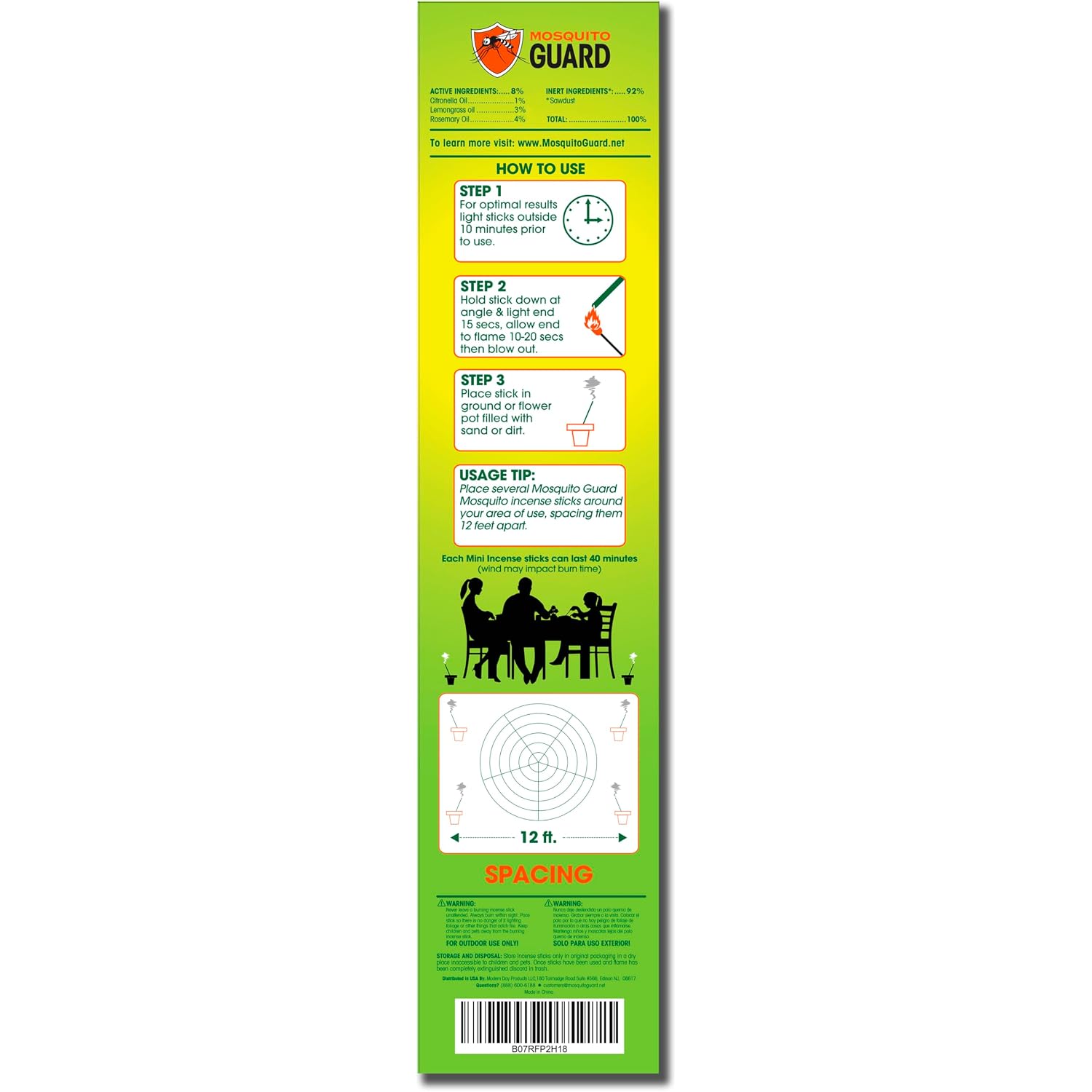 Mosquito Repellent Outdoor Patio Sticks 40 Pcs, 30Hrs Protection - Natural Mosquito Repellent Citronella Incense Sticks, Backyard Travel Camping Bug Repellent Outdoor & Indoors Gnat Mosquito Control