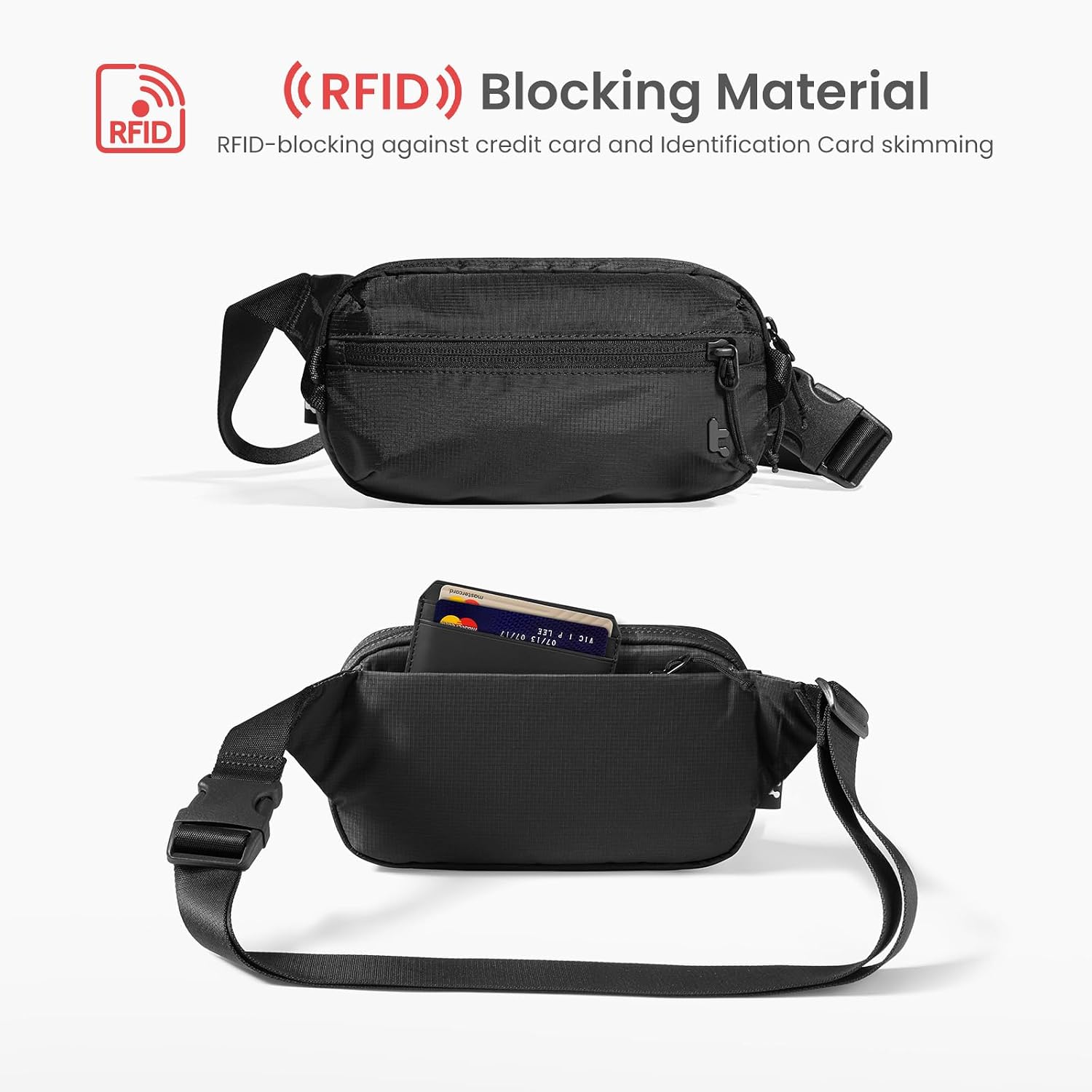 Tomtoc 1.5L Sling Bag With Rfid Blocking Crossbody Chest Pack For Men Women | Edc Minimalist Shoulder Bag, Water-Resistant Lightweight Carrying Waist Fanny Pack For Travel, Daily Commute, Hiking, Walking
