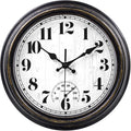 45Minst 12 Inch Indoor/Outdoor Retro Round Waterproof Wall Clock With Thermometer, Silent Non Ticking Battery Operated Quality Quartz Wall Clock Home/Patio Decor(Black Gold)