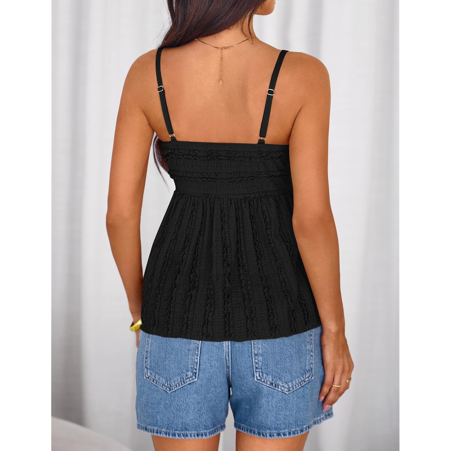 Zesica Womens Summer Spaghetti Strap Tank Tops 2026 Trendy Going Out Sleeveless V Neck Flowy Y2K Cami Top Fashion Outfits